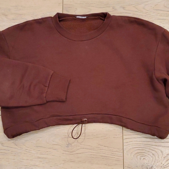 Zara Brown Cropped Sweatshirt - Picture 5 of 6